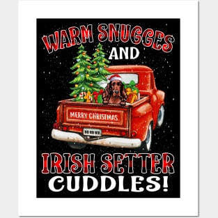 Warm Snuggles And Irish Setter Cuddles Ugly Christmas Sweater Posters and Art